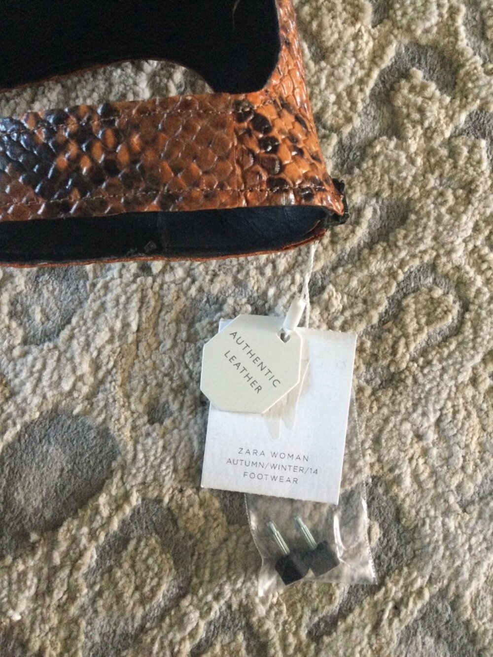 Zara Python 4" Heels, Brown, Size 8 - Picture 7 of 7